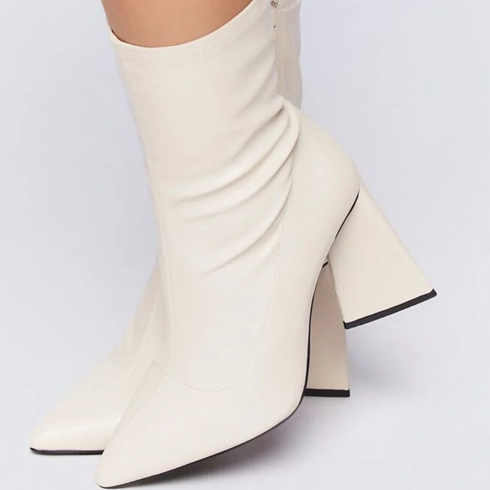 Faux Leather Block Heel Booties